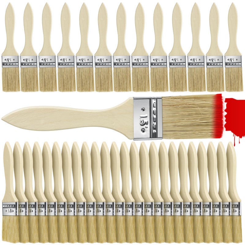 UPlama Paint and Chip Paint Brushes for Paint, Stains, Varnishes, Watercolor, Wood, Wall, Furniture-Brush Cleaner (48, 1.5 inch) - Image 1